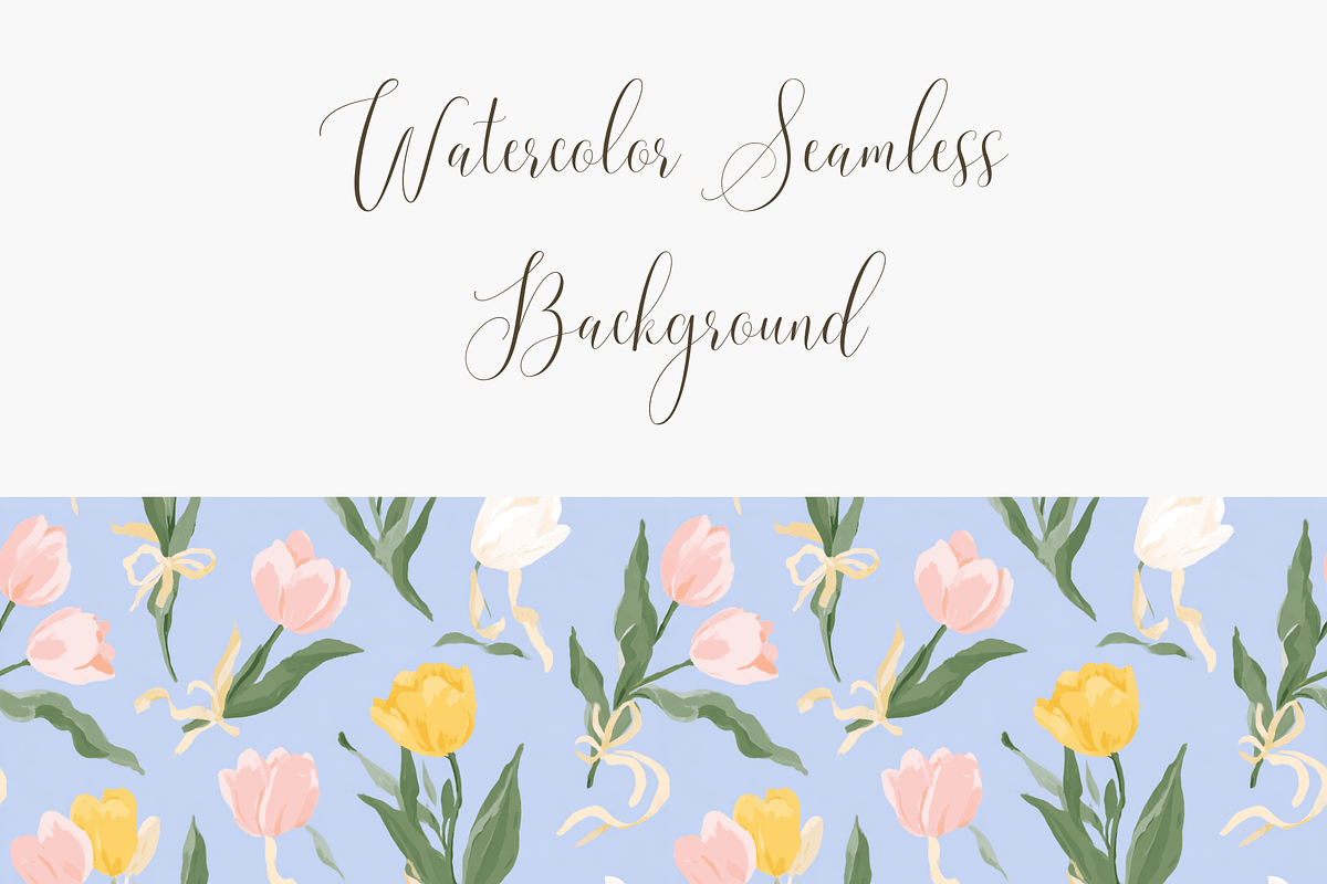 Spring Tulip Floral Seamless Pattern PNG with Background