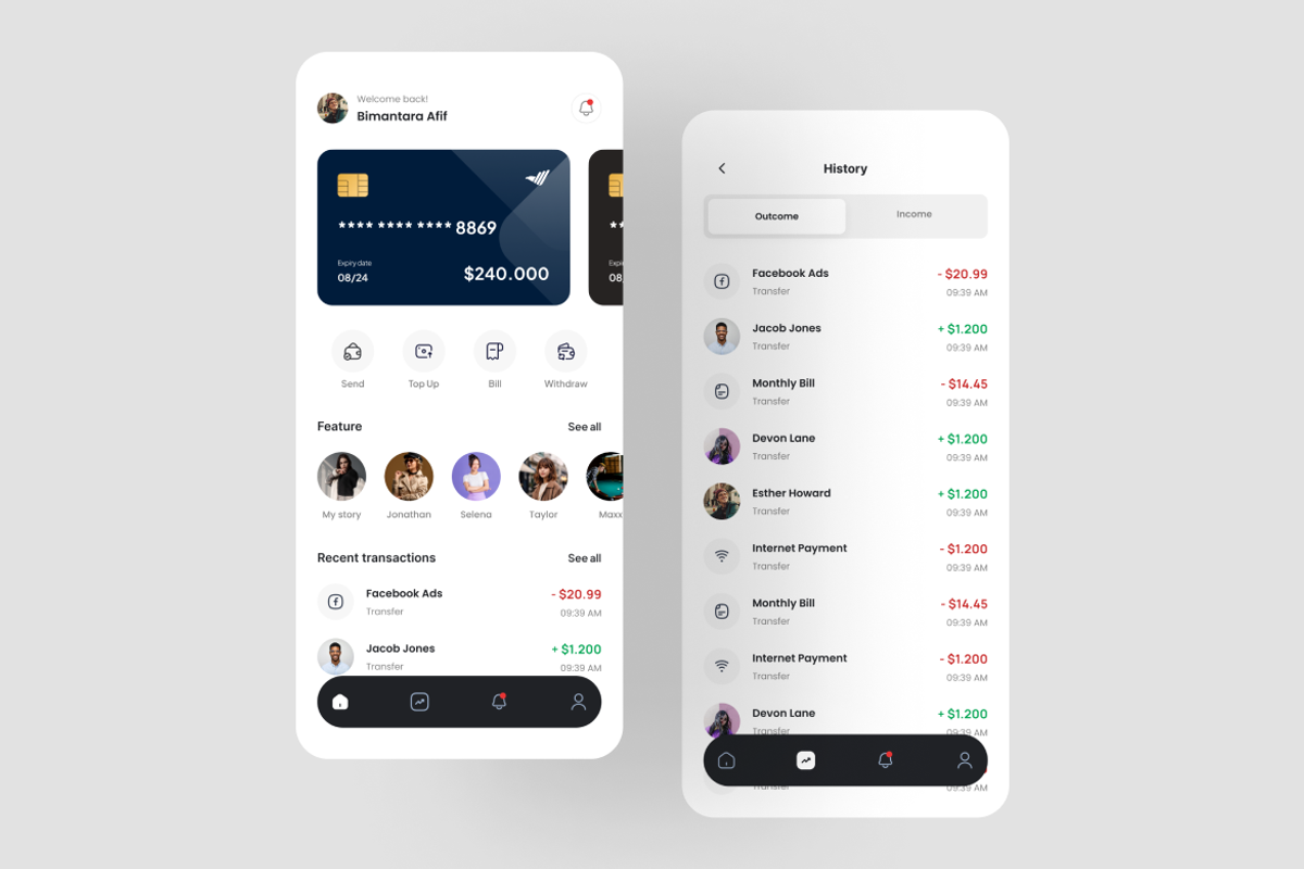 iBank - E-Wallet App UI Kit, an UI Kit Template by iDoodle Studio (Photo 2 of 4)