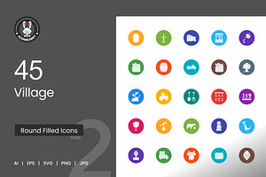 Village Flat Round Icons, an Icon by IconBunny