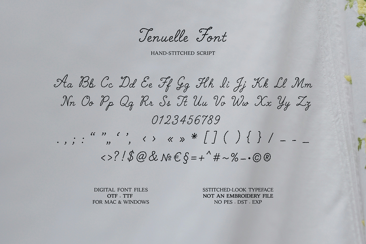 Tenuelle Hand-Stitched Script Font, a Script Font by gafaroff studio (Photo 9 of 10)