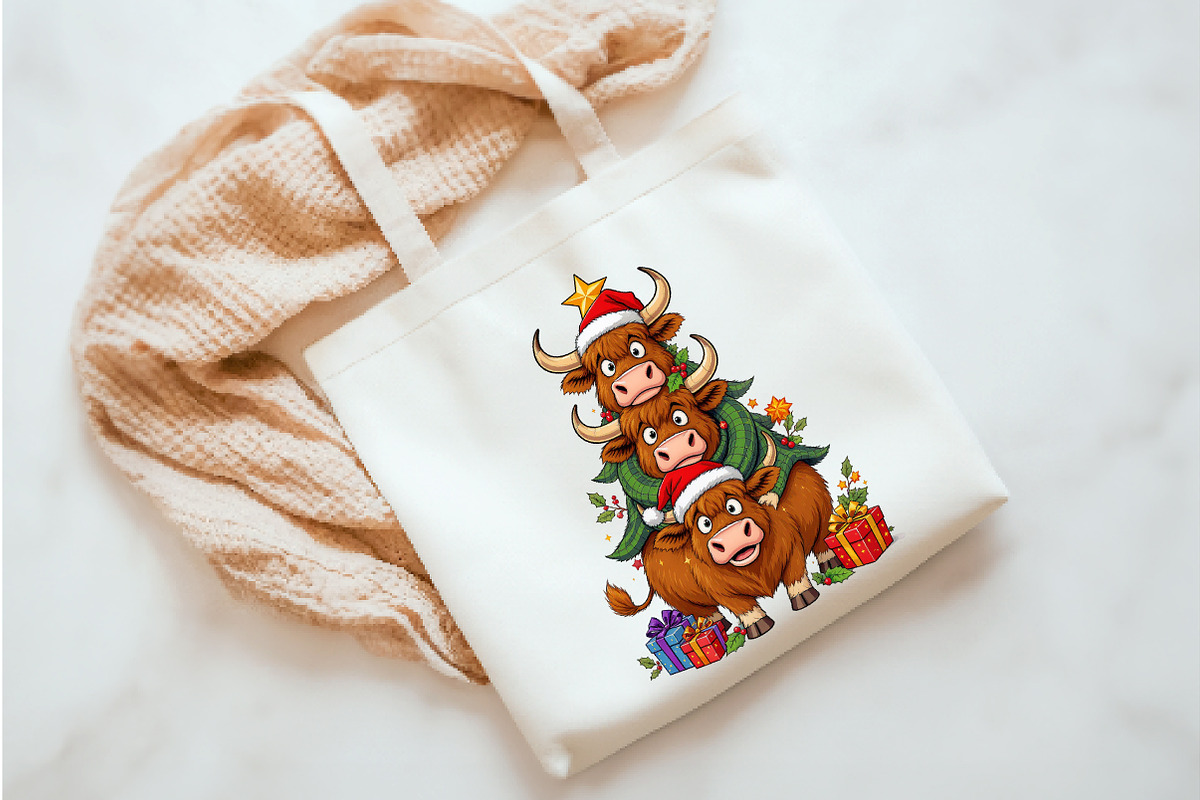 Highland Cow Christmas Trees Png, an Illustration by Watercolor design (Photo 4 of 6)