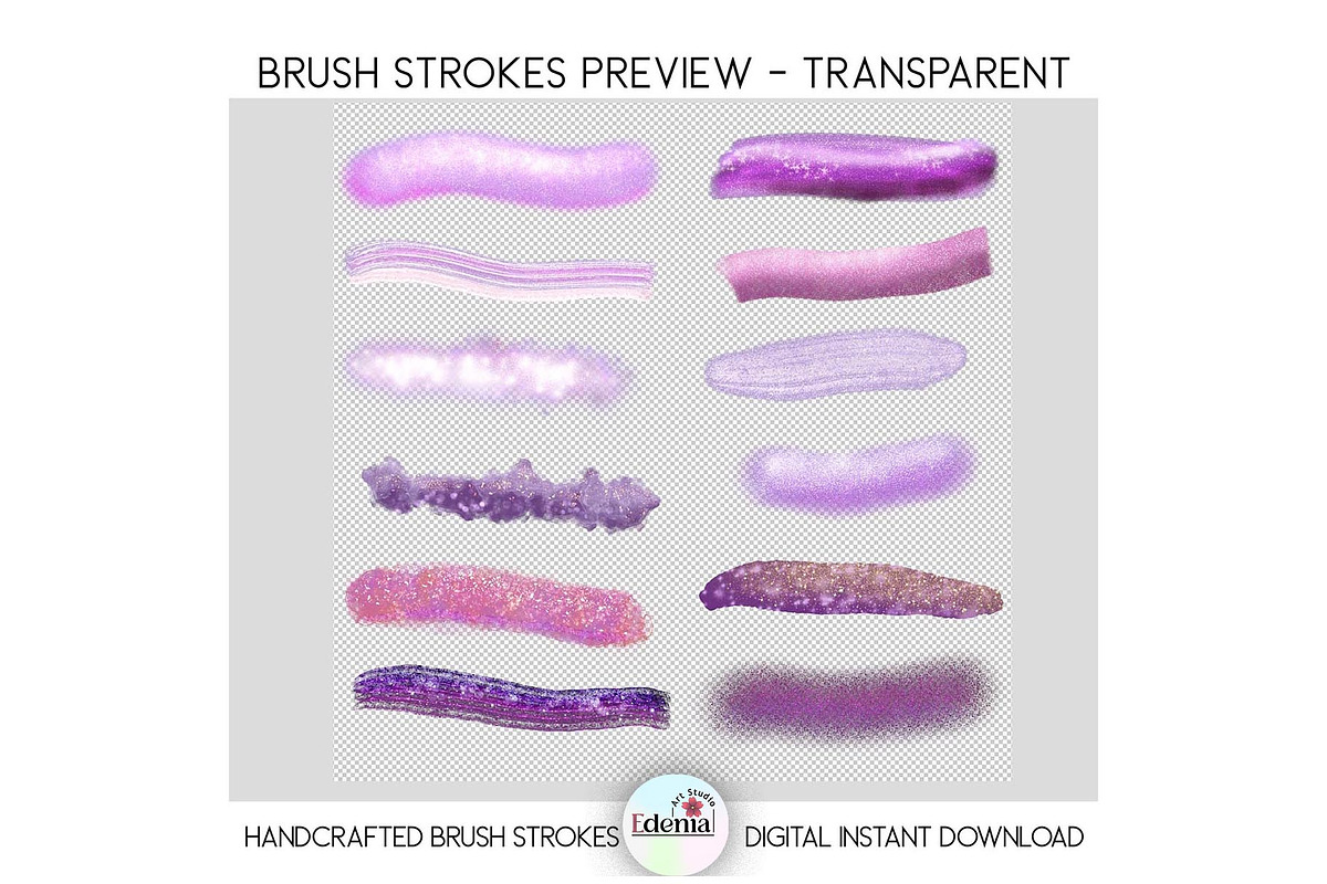 Glitter Lavender Brush Strokes PNGs, a Decorative Illustration by EdeniaArtStudio (Photo 3 of 7)