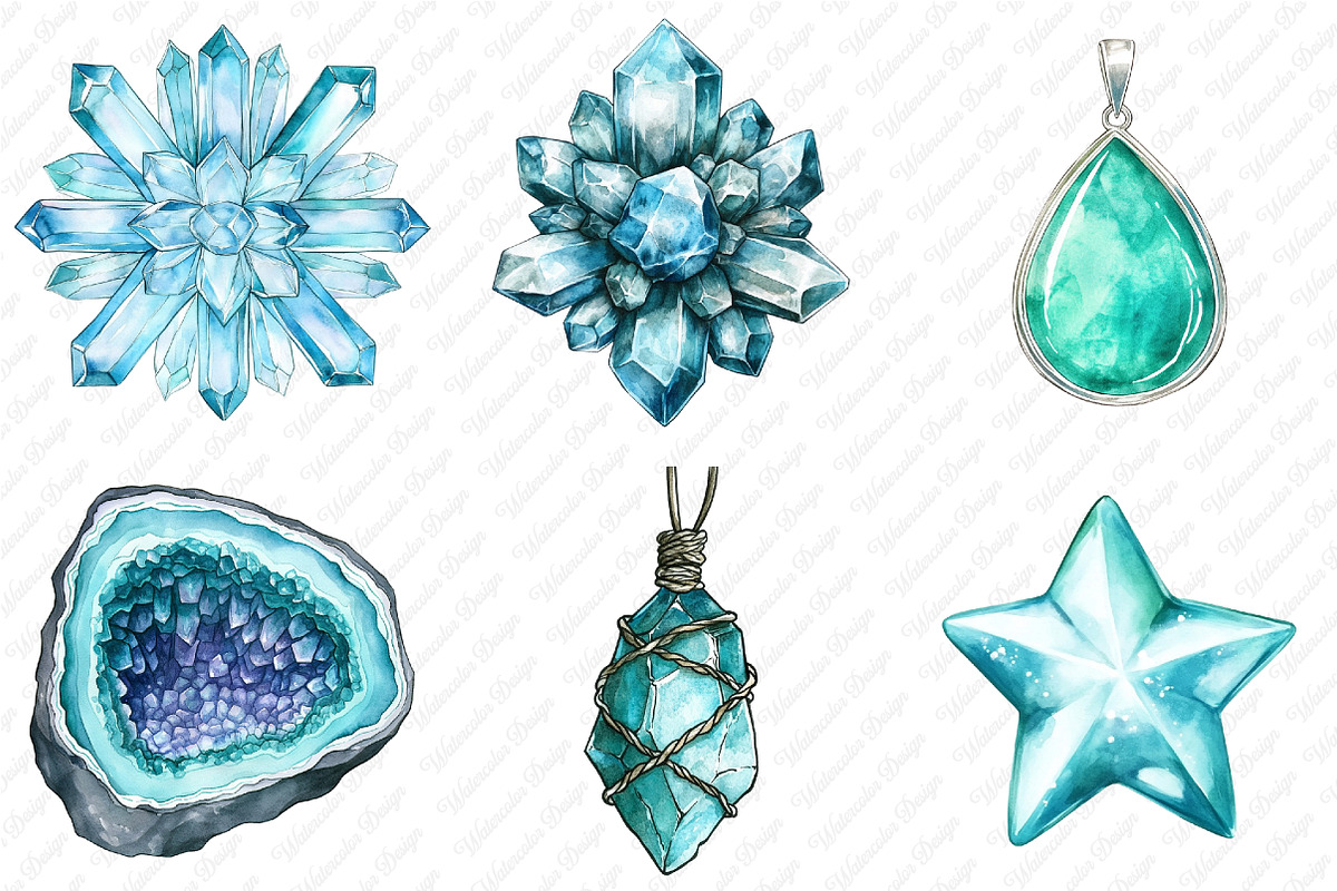 Turquoise Gemstone Png Clipart, an Illustration by Watercolor design (Photo 4 of 12)
