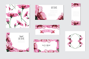 Watercolor Pink Floral Cards