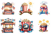 Watercolor 4th of July Popcorn, a Seasonal Illustration by DreamArtGraphic (Thumbnail 2 of 4)