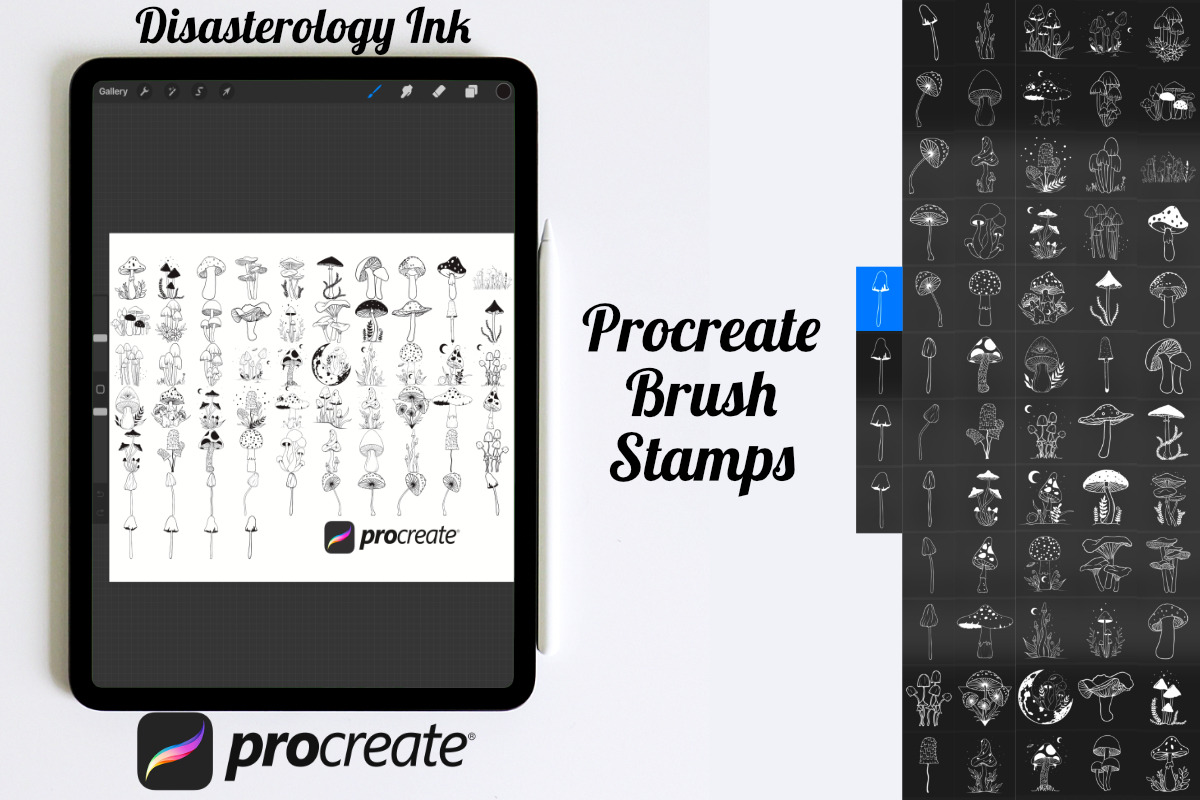 Mushrooms Set 3 Procreate Brush, a Brush Add-On by Disasterology Ink (Photo 3 of 10)
