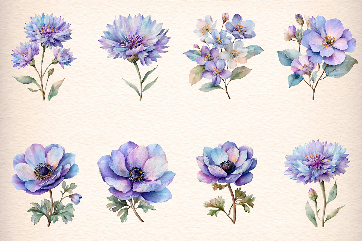 watercolor summer wildflowers clipar, an Illustration by GatewayDesign (Photo 2 of 9)