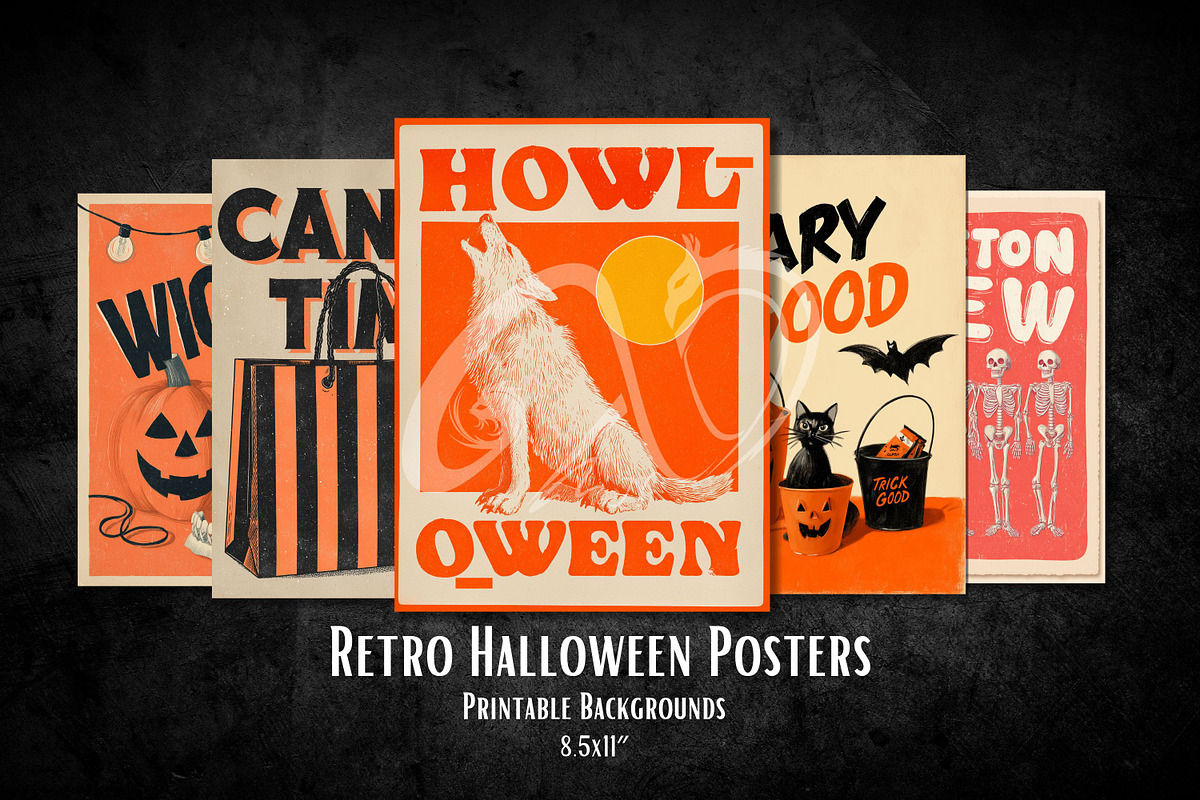 Retro Halloween Posters, a Background Graphic by NiiiNArt (Photo 3 of 9)