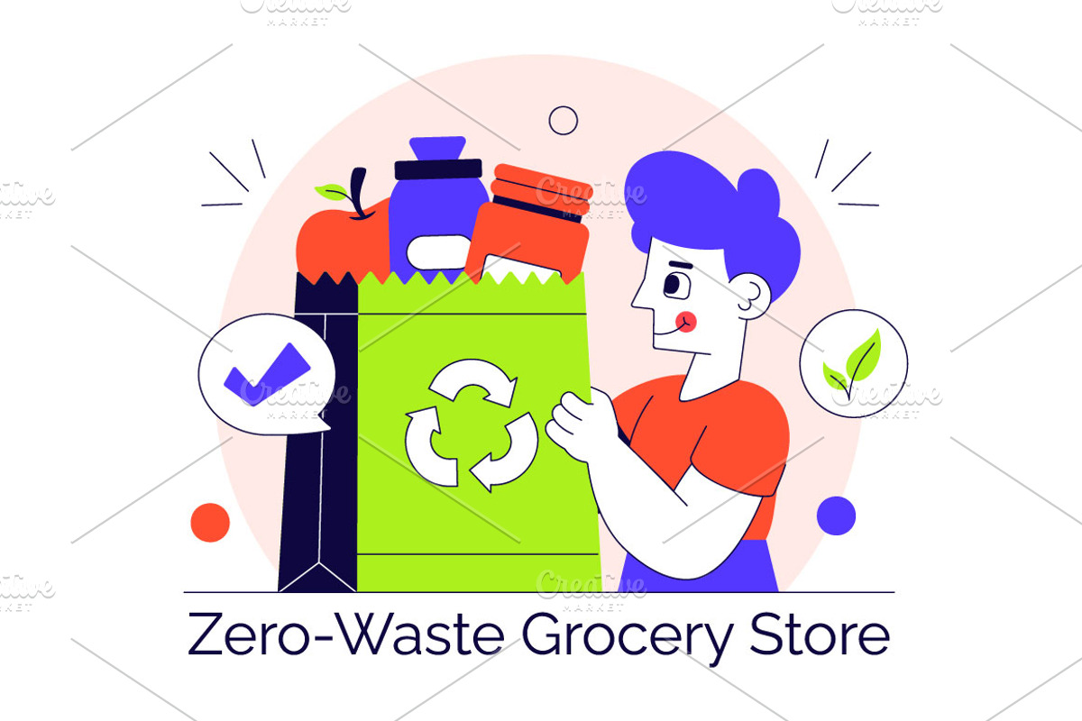 10 Zero Waste Grocery Store, a Person Illustration by denayunebgt (Photo 4 of 4)
