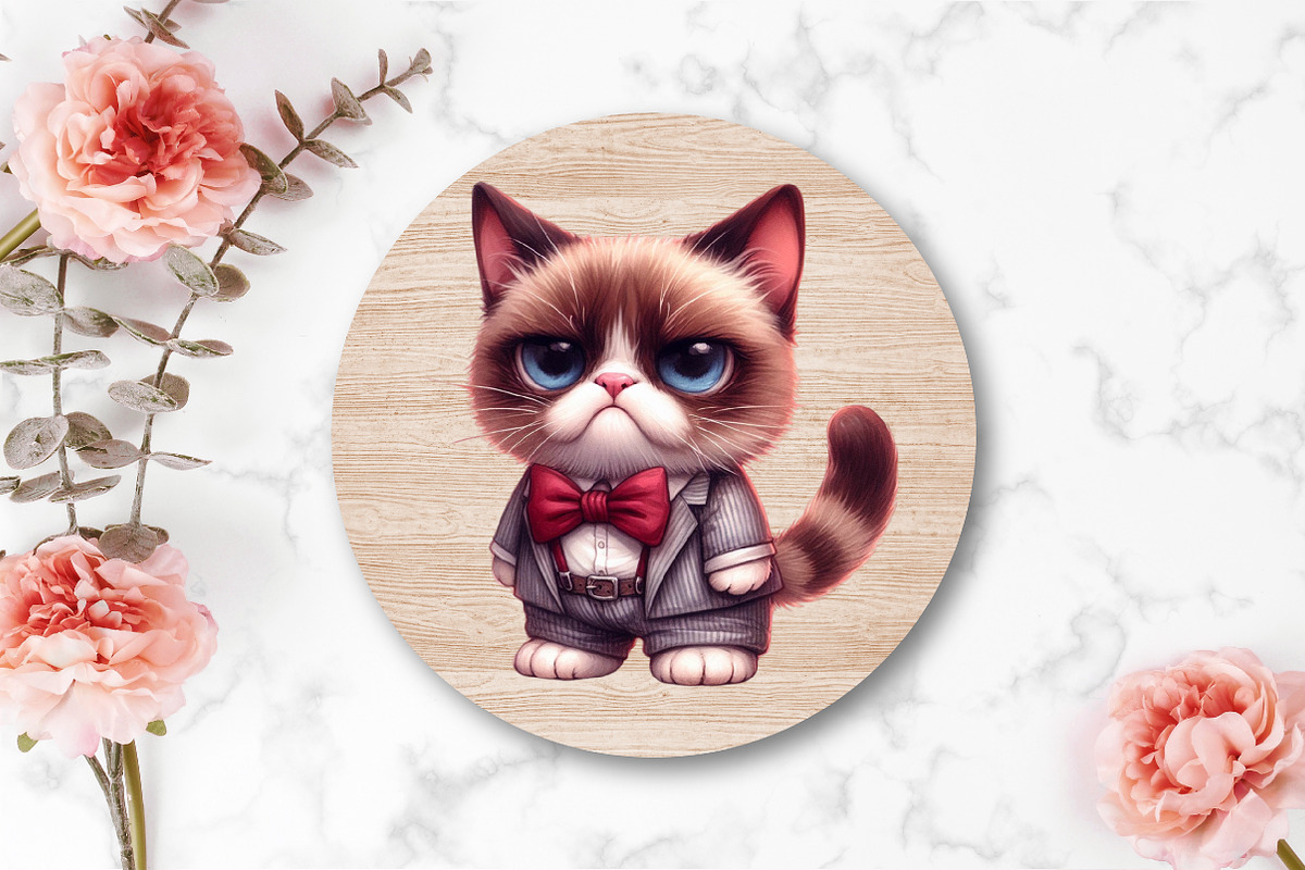 Watercolor Funny Grumpy Cat Clipart, an Illustration by CraftArtStudio (Photo 4 of 5)
