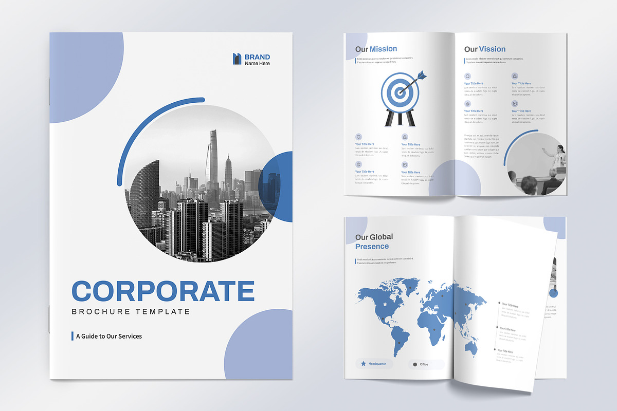 Corporate Brochure Layout with Blue, a Brochure Template by graphypix (Photo 1 of 8)