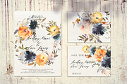 Navy Gold Yellow Watercolor Flowers, a Decorative Illustration by whiteheartdesign (Thumbnail 6 of 6)
