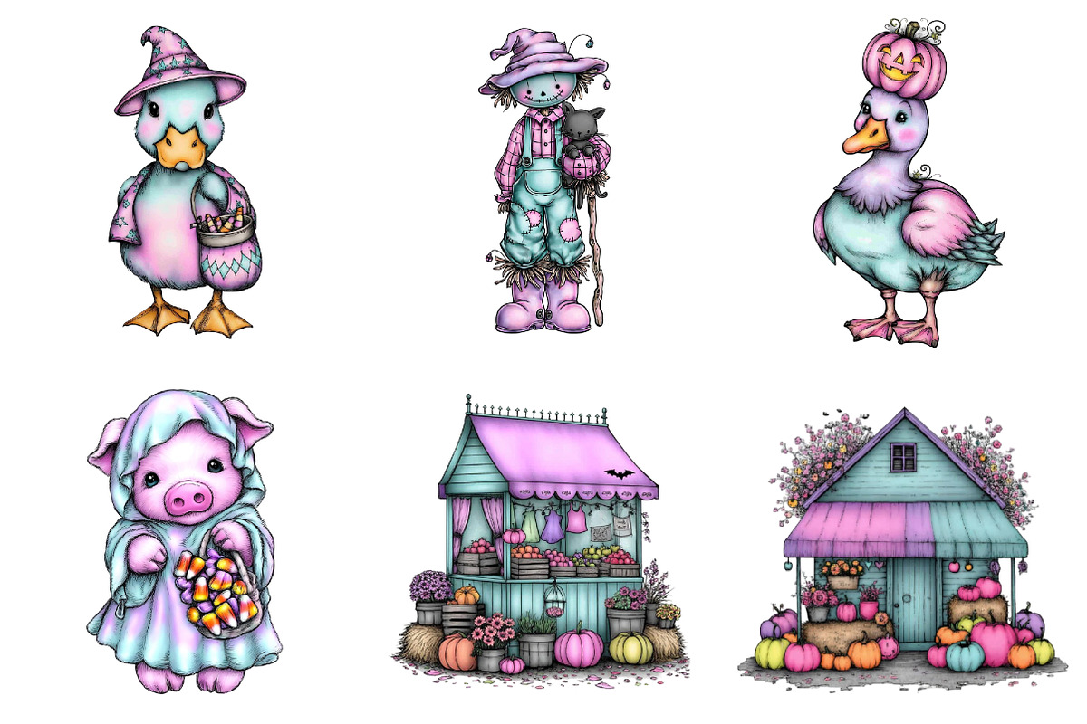 Cute Halloween Farm PNG Clipart, a Seasonal Illustration by DreamArtGraphic (Photo 3 of 5)