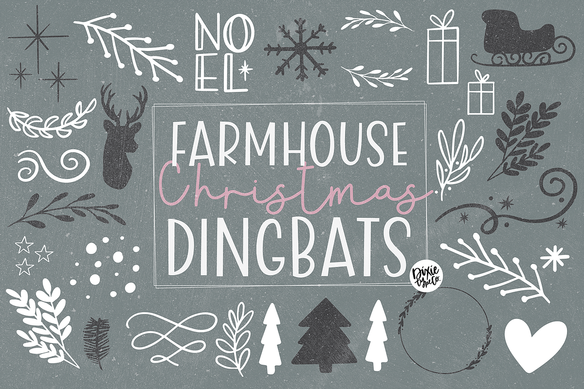 FARMHOUSE CHRISTMAS DINGBATS Font, a Symbol Font by Blush Font Co. (Photo 1 of 6)
