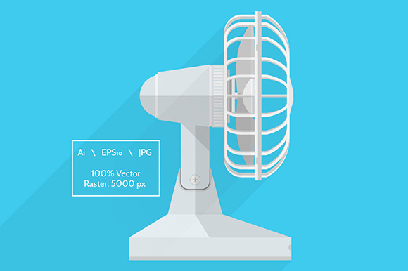 White Fan Flat Vector Icon