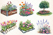 Garden Flower Bed Clipart Bundle, an Illustration by DreamCafeArt (Thumbnail 3 of 8)