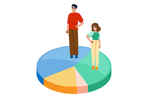 Businesspeople standing on pie chart, a Finance Illustration by pikepicture