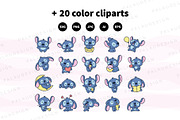 Monsters Cute Clipart Set, an Animal Illustration by Palau (Thumbnail 8 of 10)