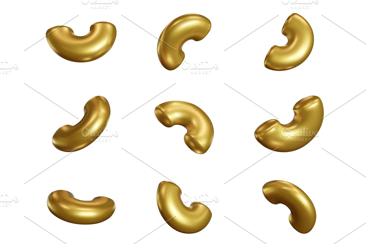 Golden half torus. Gold curved tube, an Illustration by winwin.art