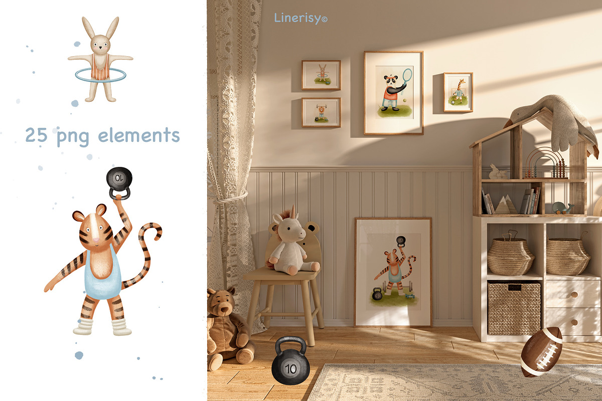 Sports friends. Animal collection, an Animal Illustration by Linerisyart (Photo 11 of 13)