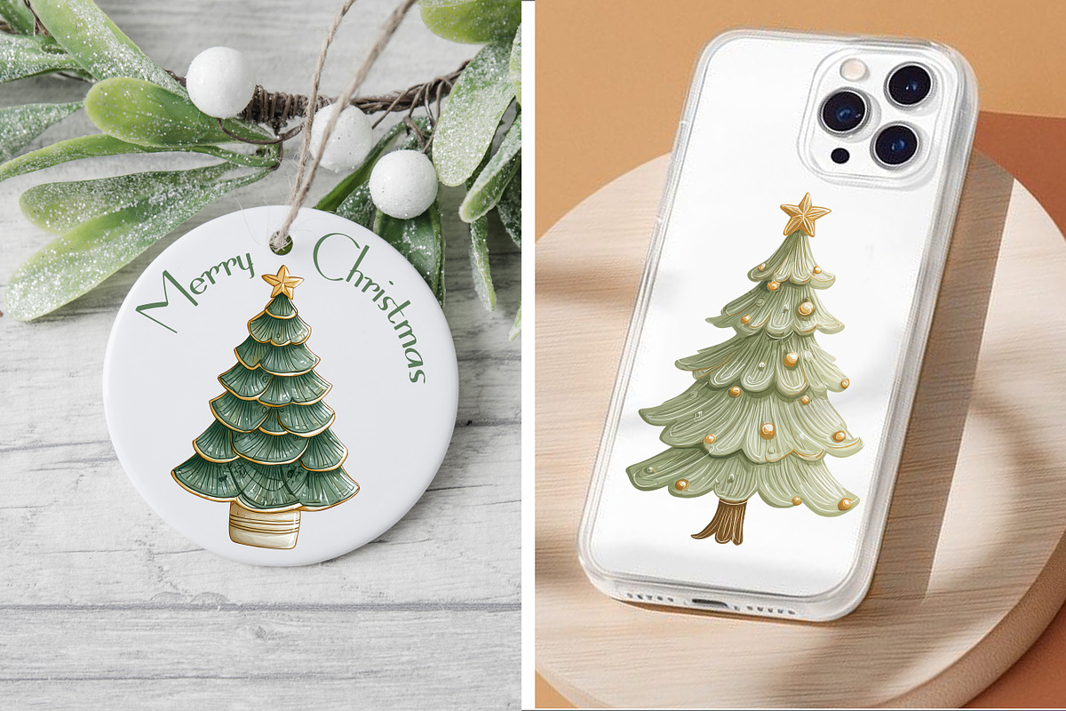 Whimsical Christmas Tree Clipart V.1, a Seasonal Illustration by V Design Creator (Photo 5 of 9)
