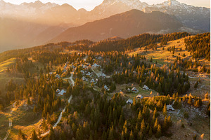 Mountain village in Alps, wooden, a Nature Photo by Nature and travel