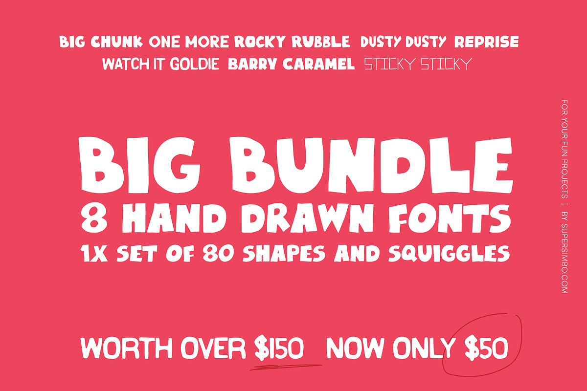 Big BundleSimbo Fonts, a Handwritten Font by Supersimbo © (Photo 1 of 15)