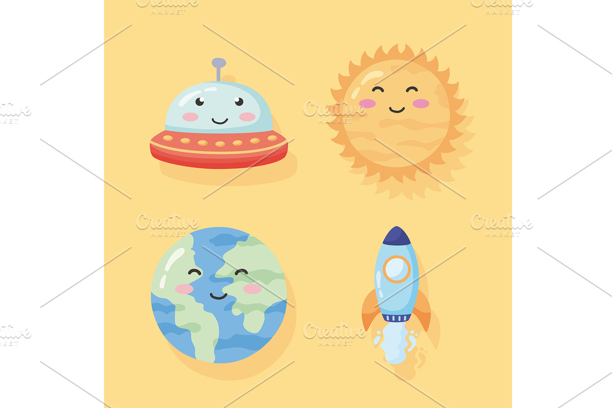 four space comic characters, an Animal Illustration by studiogstock