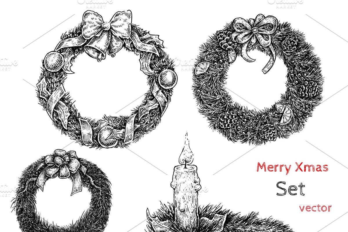 Xmas Wreaths, a Decorative Illustration by Eugenia Hauss Design (Photo 2 of 2)