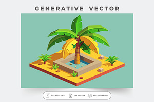 A colorful banana tree stands in a s, a Graphic by Iftikhar Alam