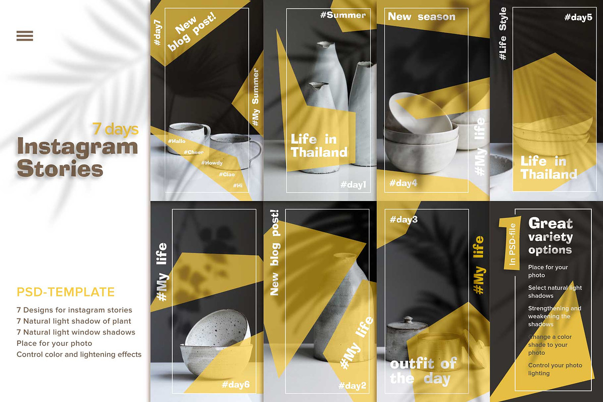 7 days Instagram stories Template sc, a Social Media Template by Zimages (Photo 1 of 8)
