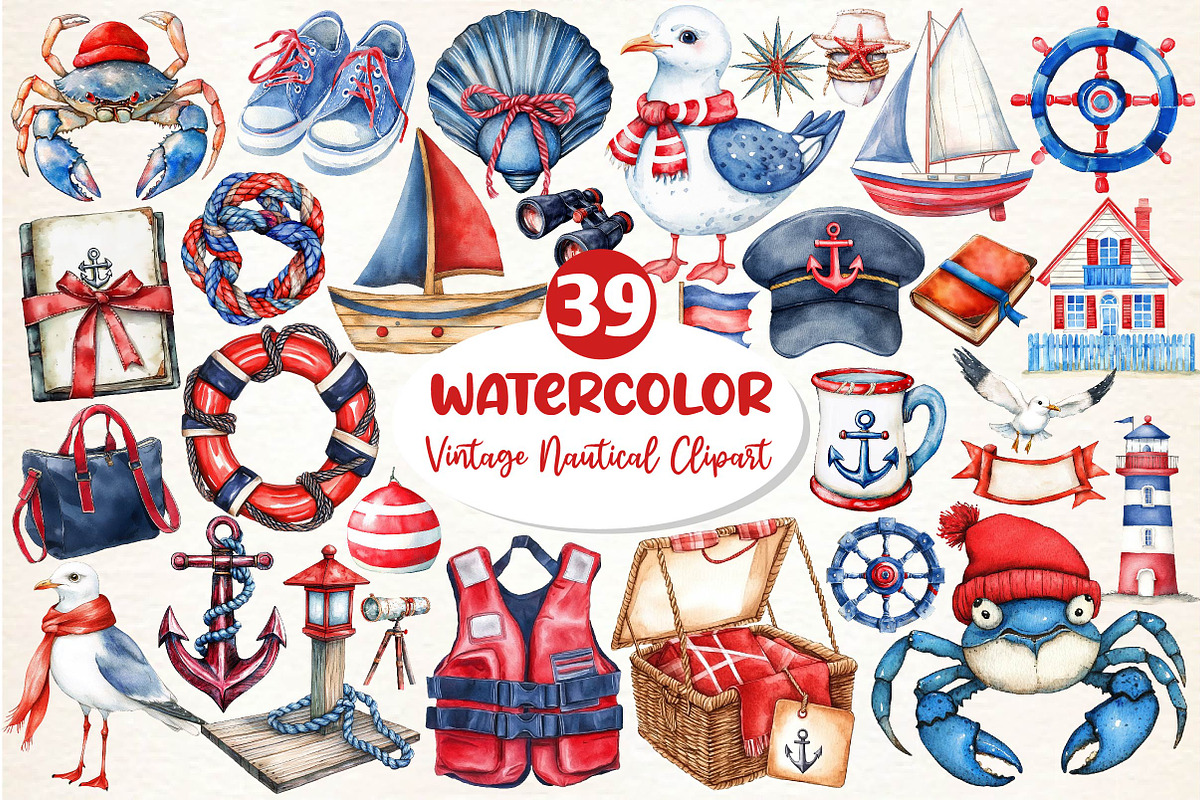 Vintage Nautical Clipart, an Illustration by Dream Creation (Photo 1 of 5)