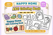Happy Home ABC Coloring Book, an Education Illustration by Craftsbeefy (Thumbnail 1 of 4)