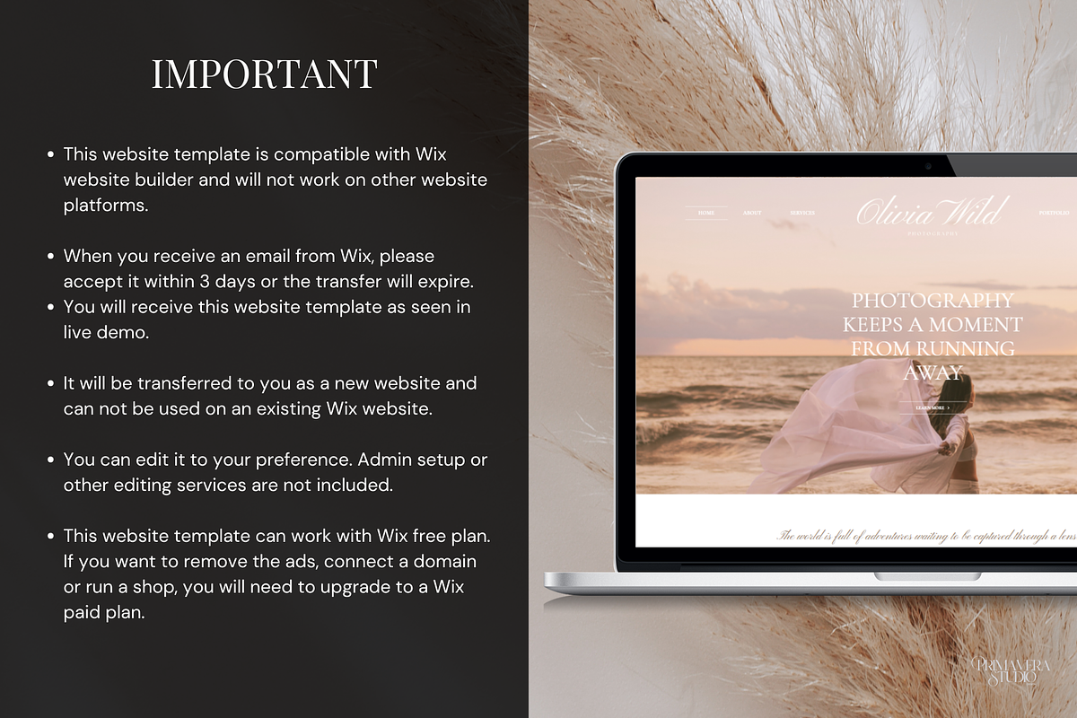 Wix Photography Website Template, a Wix Template by Primavera Studio Design (Photo 9 of 9)