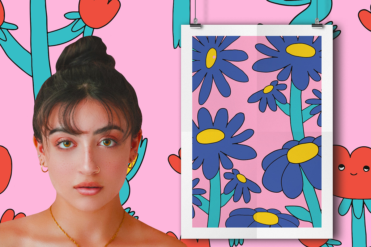 Psychedelic 80s pop art flowers, an Illustration by okchizh (Photo 7 of 9)