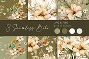 Tropical seamless floral pattern set, a Decorative Illustration by ClipArtRoom (Thumbnail 1 of 5)