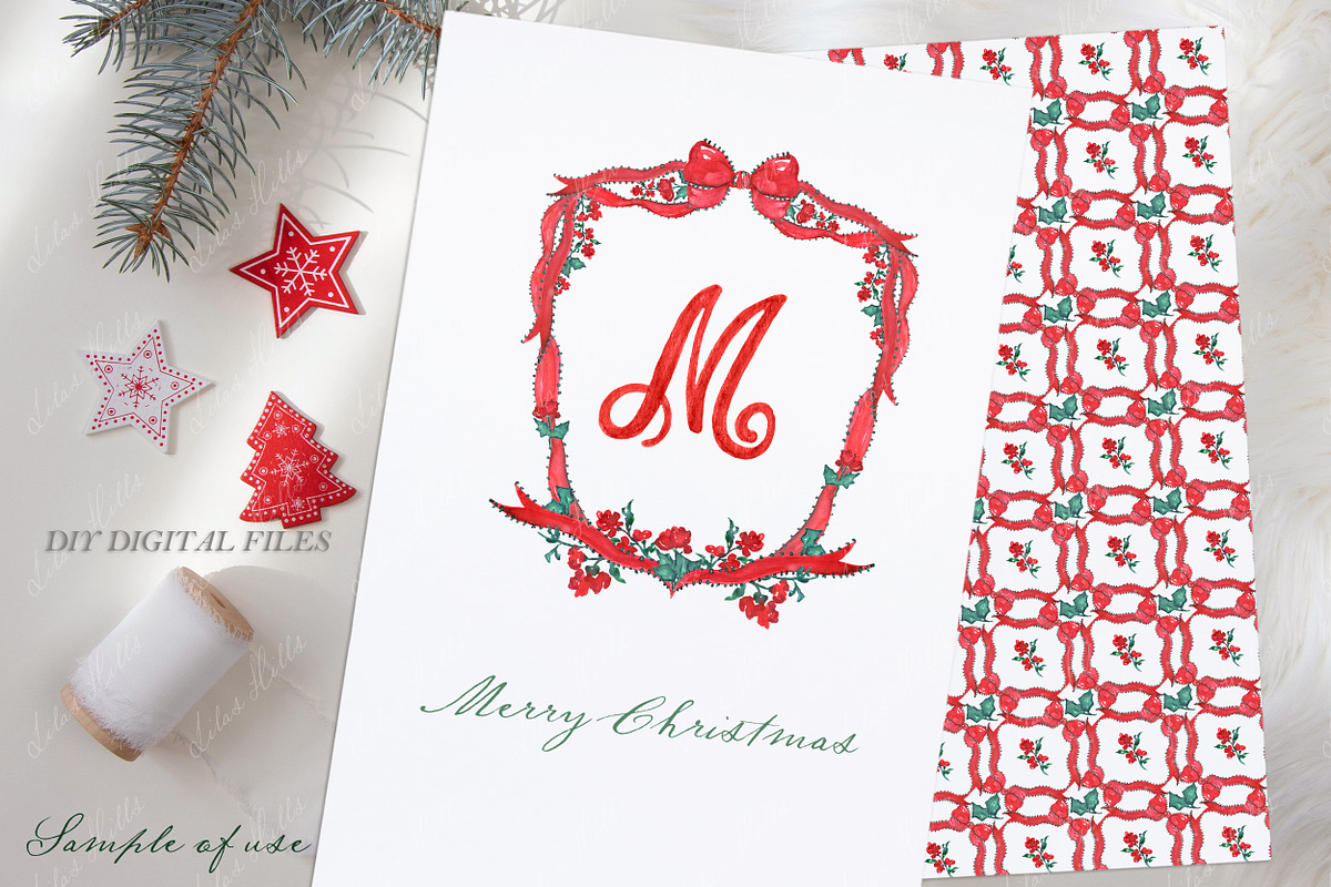 Christmas Watercolor Crest DIY FOLK, an Illustration by LABFcreations (Photo 2 of 4)