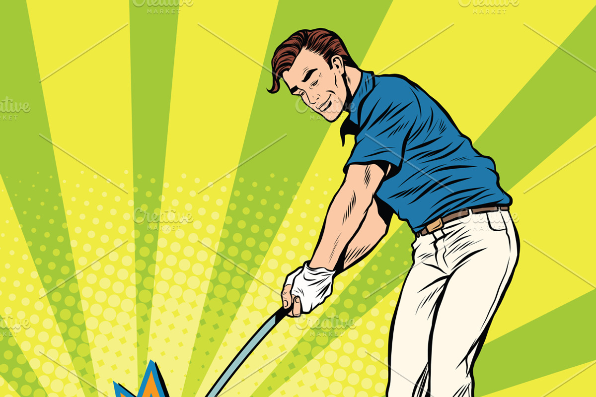 Golf player has a stick in the ball, a Person Illustration by studiostoks