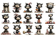 Halloween Cat PNG Clipart Bundle, an Animal Illustration by Nicolle's Colorful Art (Thumbnail 2 of 5)