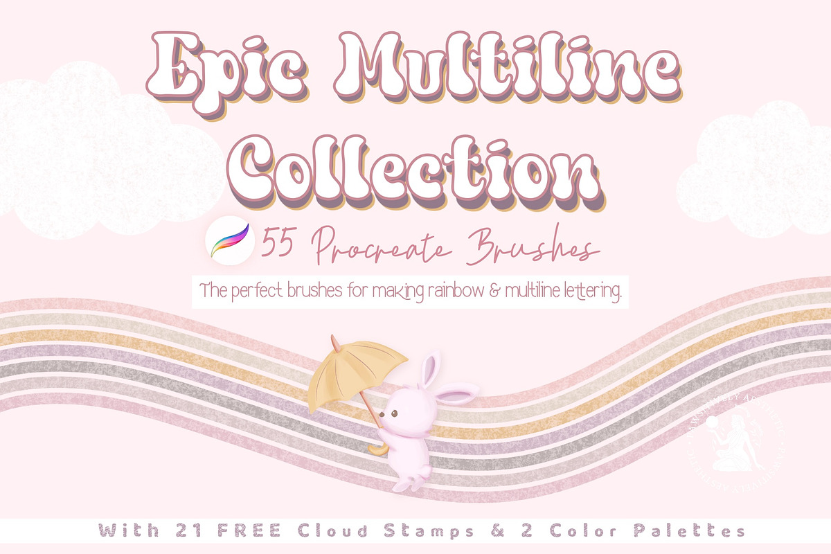 Multiline Procreate Brushes, a Brush Add-On by Pawsitively Aesthetic (Photo 1 of 6)