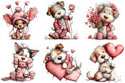 Whimsical Valentine Dogs Clipart, an Illustration by DreamArtGraphic (Thumbnail 5 of 5)