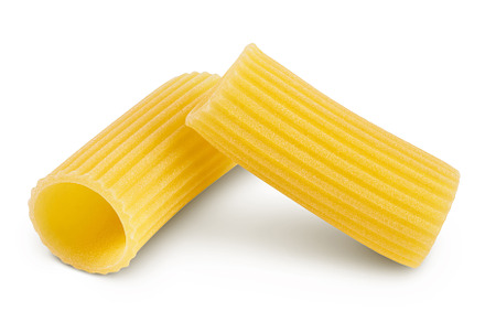 raw italian Rigatoni pasta isolated, a Food & Drink Photo by NataPhoto