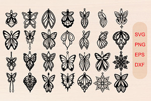 Butterfly Earrings Laser Cut Bundle, an Object Graphic by jannatulpakhi