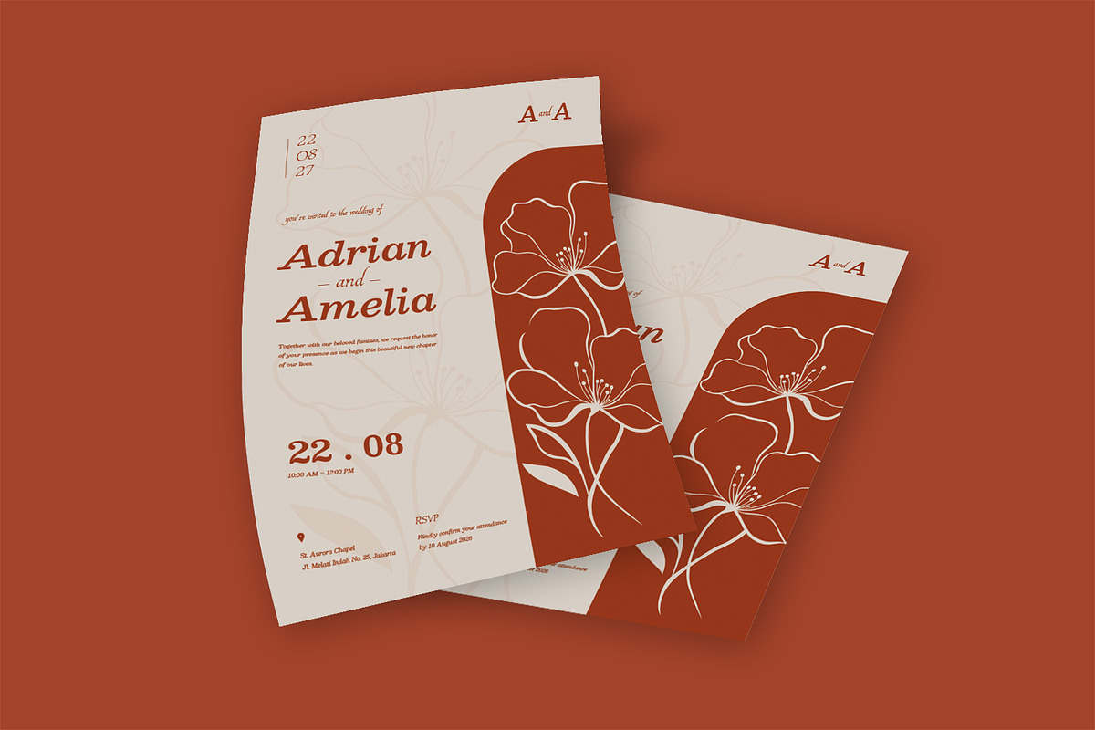 Floral Rustic Wedding Invitation, an Invitation Template by StreaksideStd (Photo 2 of 2)