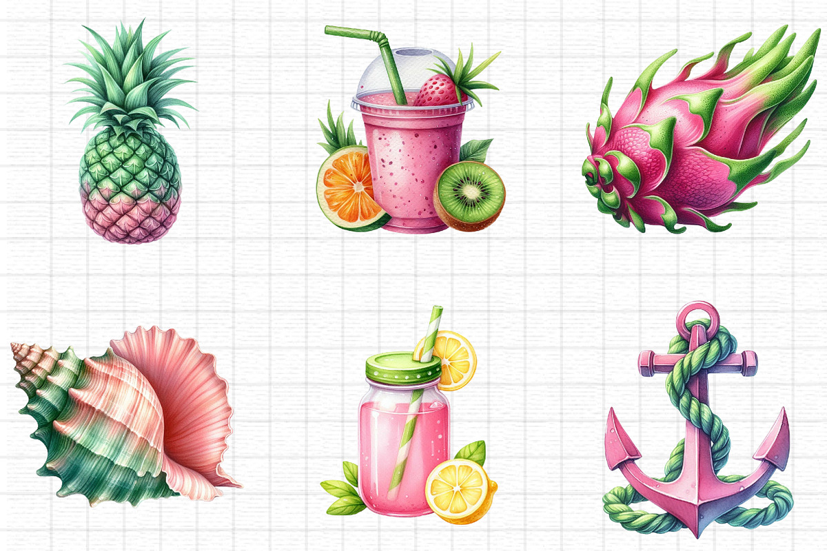 Green & Pink Summer PNG, an Illustration by cherrydesign (Photo 2 of 4)