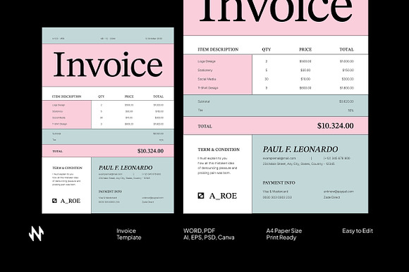 Soft Tone Invoice preview 5
