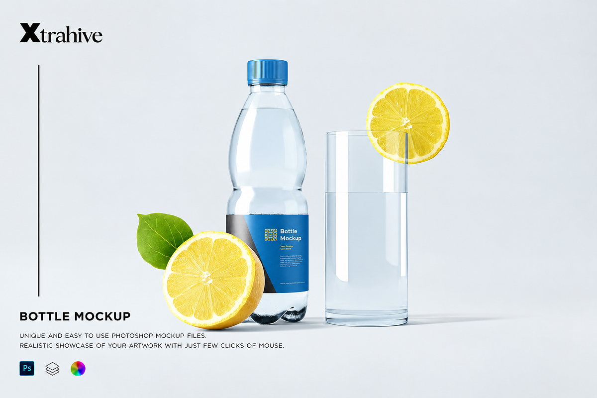 Water Bottle Mockup, a Household Mockup by Xtrahive (Photo 1 of 3)