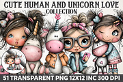 Cute Human and Unicorn Love Bundle, an Illustration by RobertsArt (Thumbnail 1 of 7)