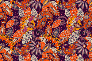 Orange Paisley Pattern. Vector