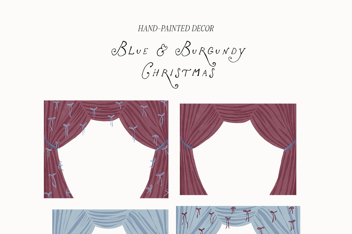 Hand-Painted Blue Burgundy Christmas, an Object Graphic by Lana Elanor (Photo 15 of 24)
